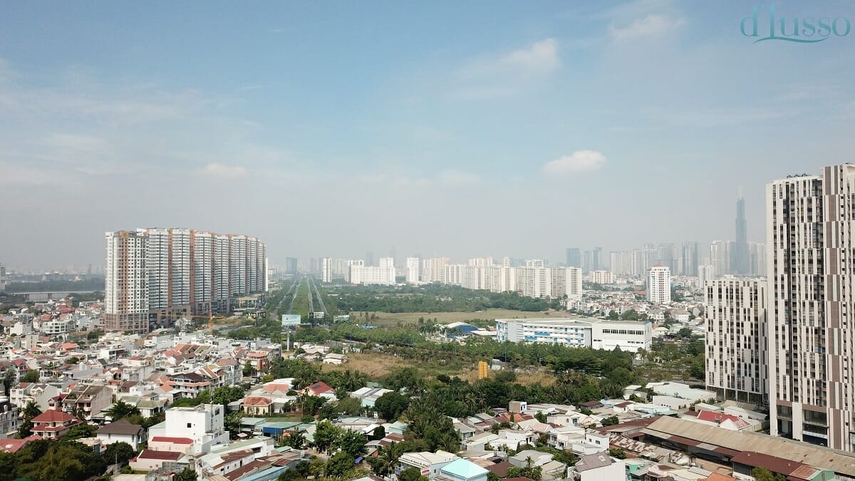 Các hướng view tại Căn hộ D'Lusso Emerald Quận 2 10 Flycam view toàn ảnh D'Lusso Quận 2