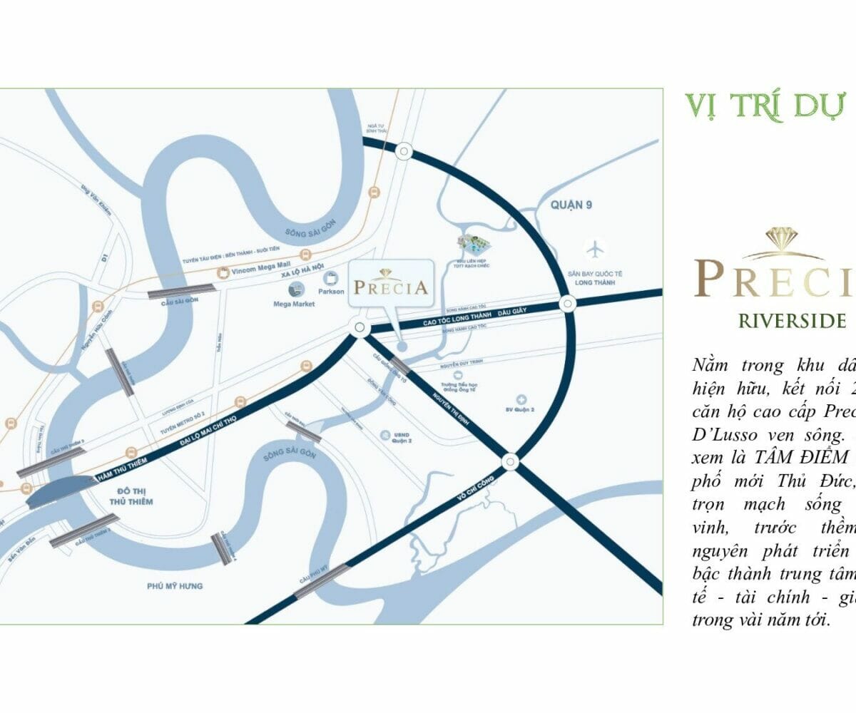 Vị trí dự án nhà phố Precia Riverside Quận 2